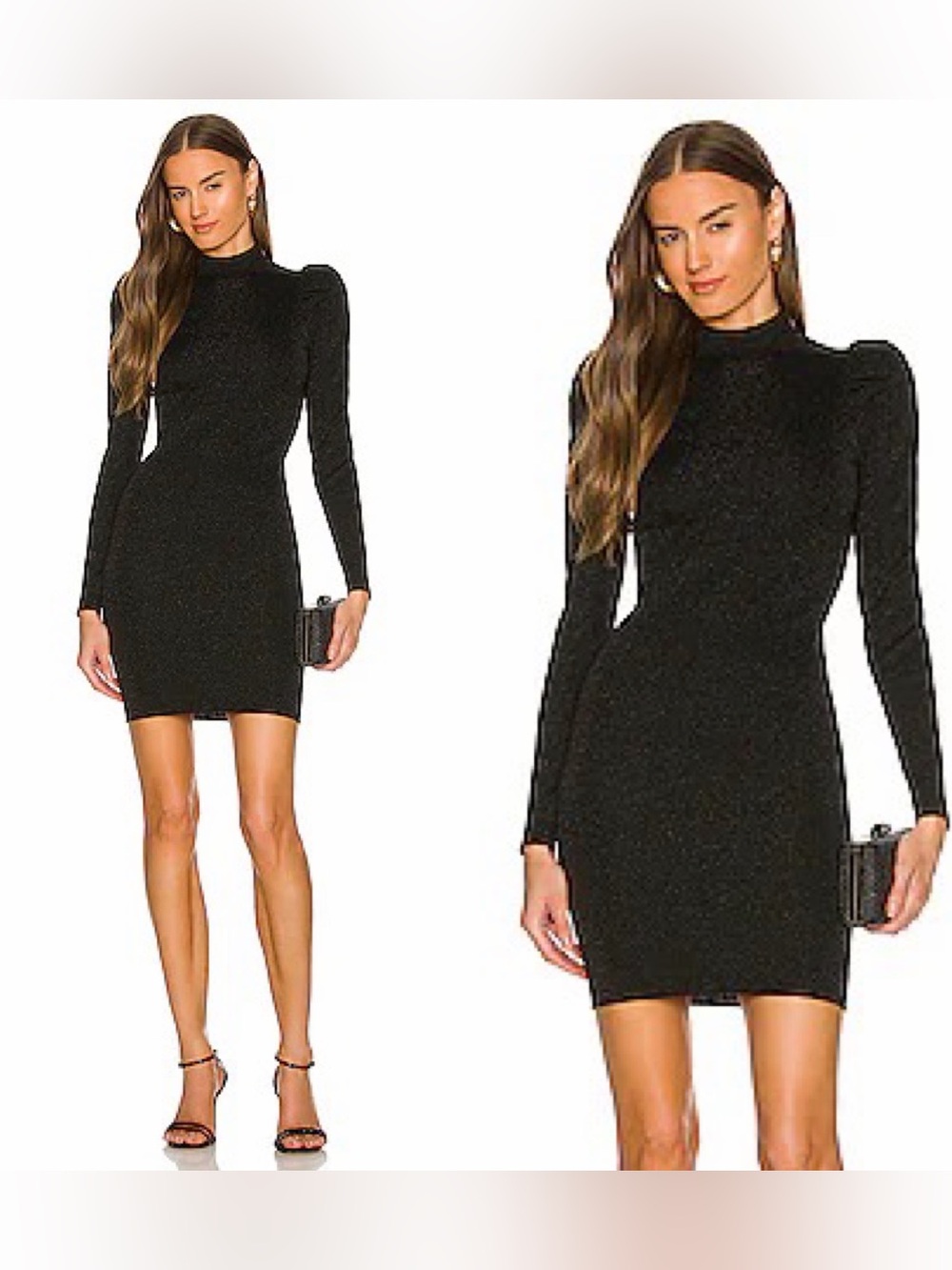 Alice + Olivia Issa Metallic Puff Sleeve Mini Dress